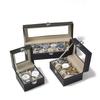 PU Leather Watch Box - Transparent Lid Display Case with Soft Interior, Multi-Drawer Storage Organizer for Jewelry Collection