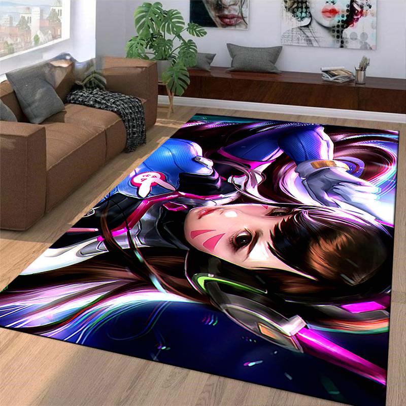 Dynamic Anime Style Female Hero Carpet Suitable for use as an anti-slip game mat for living room and bedroom sofas