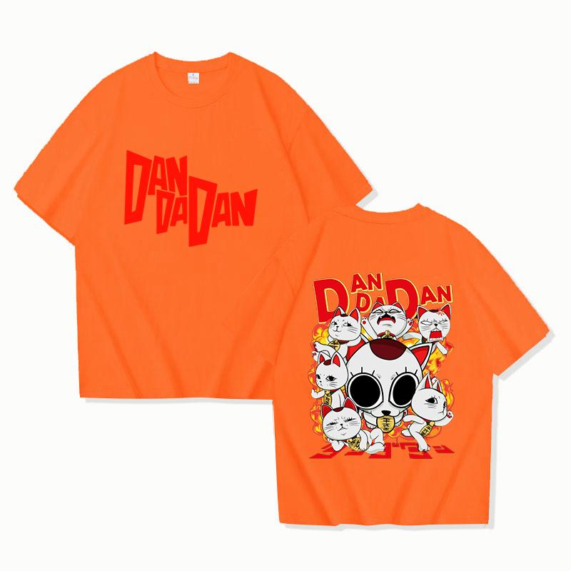 New Anime Dandadan Skeleton Wealth Cat Printed T Shirt Women Men Teens Fashion Hip Hop Harajuku Casual Short Sleeve Tops Tees