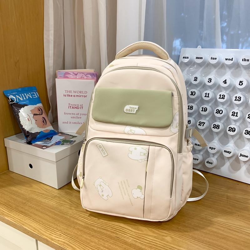 Women's Schoolbag Junior High School Student Color Block Backpack Computer Backpack