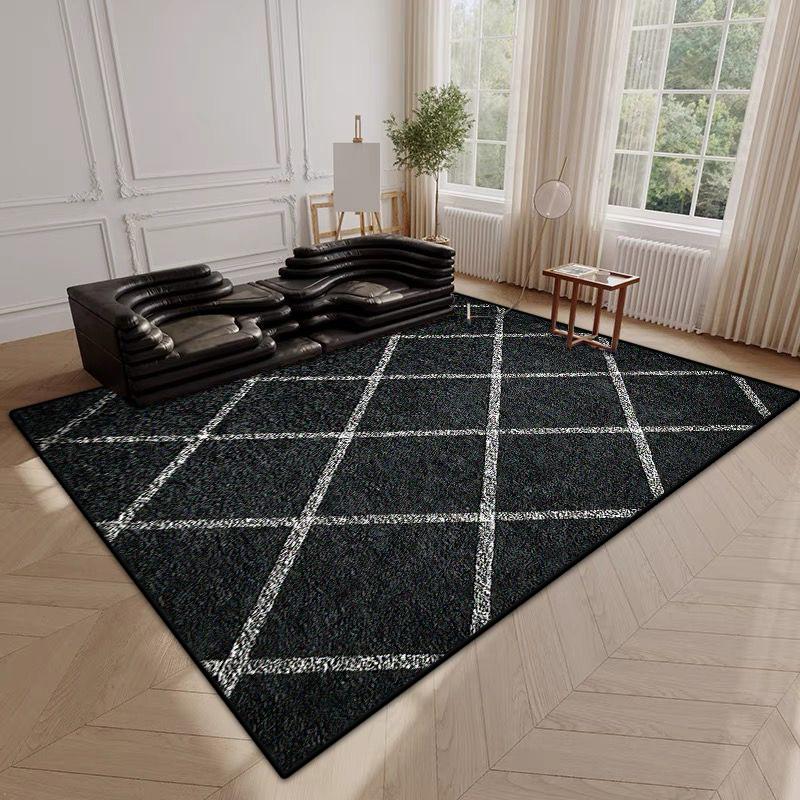 Modern Simple Style Plaid Pattern Decor Rug for Living Room Soft Easy Clean Sofa Table Mat Big Size Cloakroom Non-slip Carpet