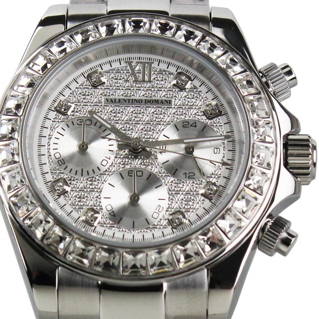 VALENTINO DOMANI Men's Watch, Zirconia, Silver Face, Zirconia Bezel, VD006SS