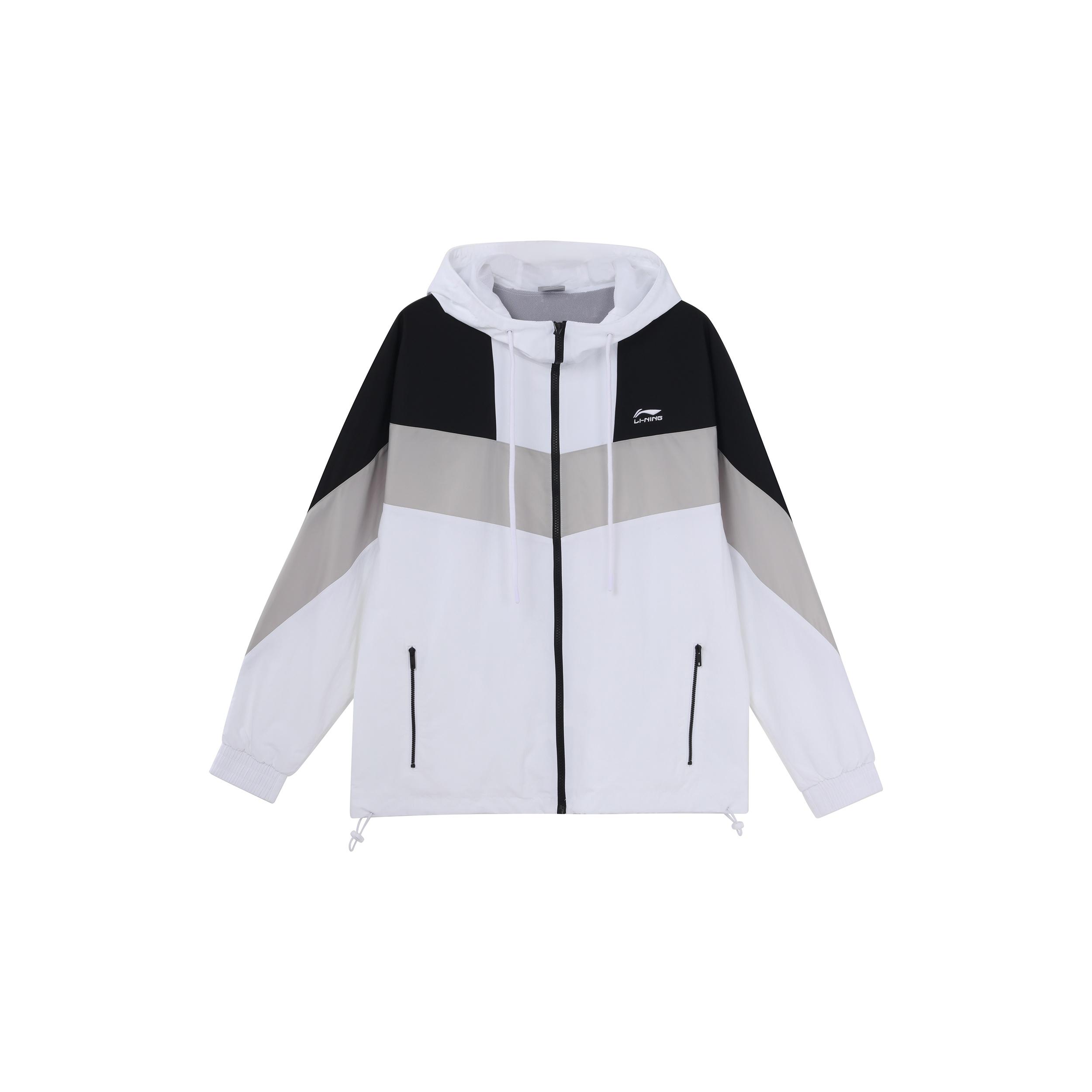 Li-Ning Sports Fashion Series Colorblock hooded Drawstring Loose Jacket White Men s AFDQ045-1 M