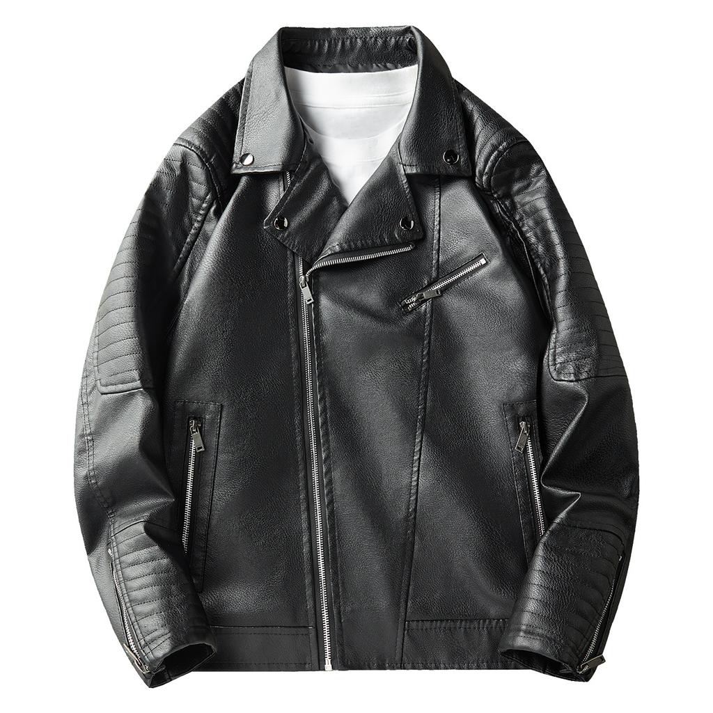 High-end locomotive clothing spring and autumn new leather jacket men's fashion trendy brand locomotive leather jacket youth handsome jacket