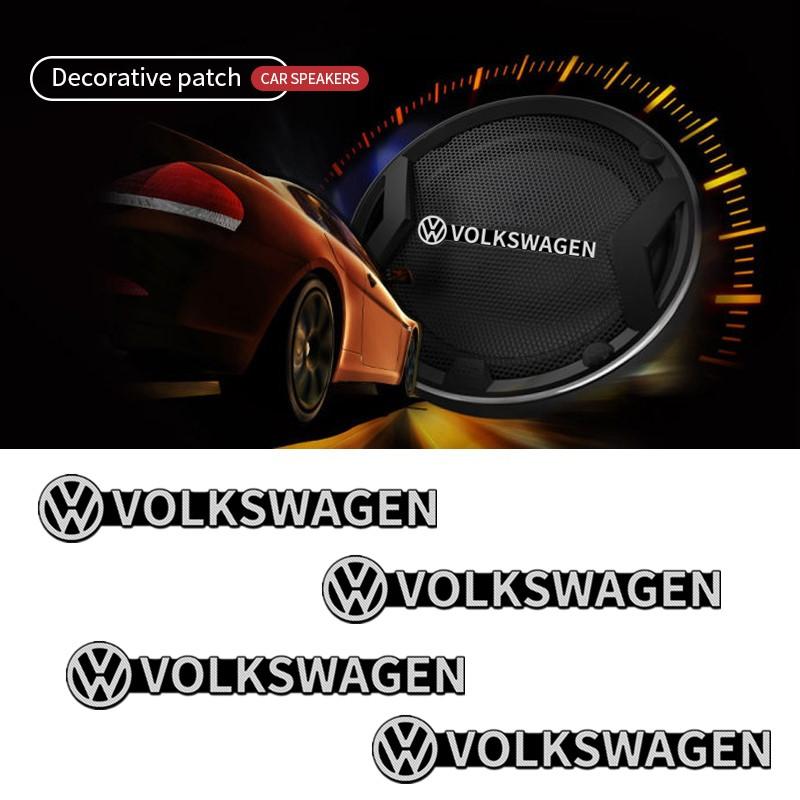 VW 4Pcs Car Audio Decorate 3D Aluminum Emblem Badge Sticker Decal For Volkswagen VW Rline GTI Golf 6 Polo Passat Interior Mouldings EQ1