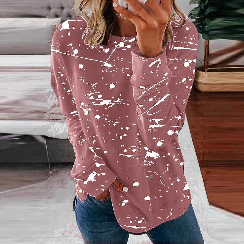 Women's Casual Fashion Halloween Print Long Sleeve Round Neck Pullover Top