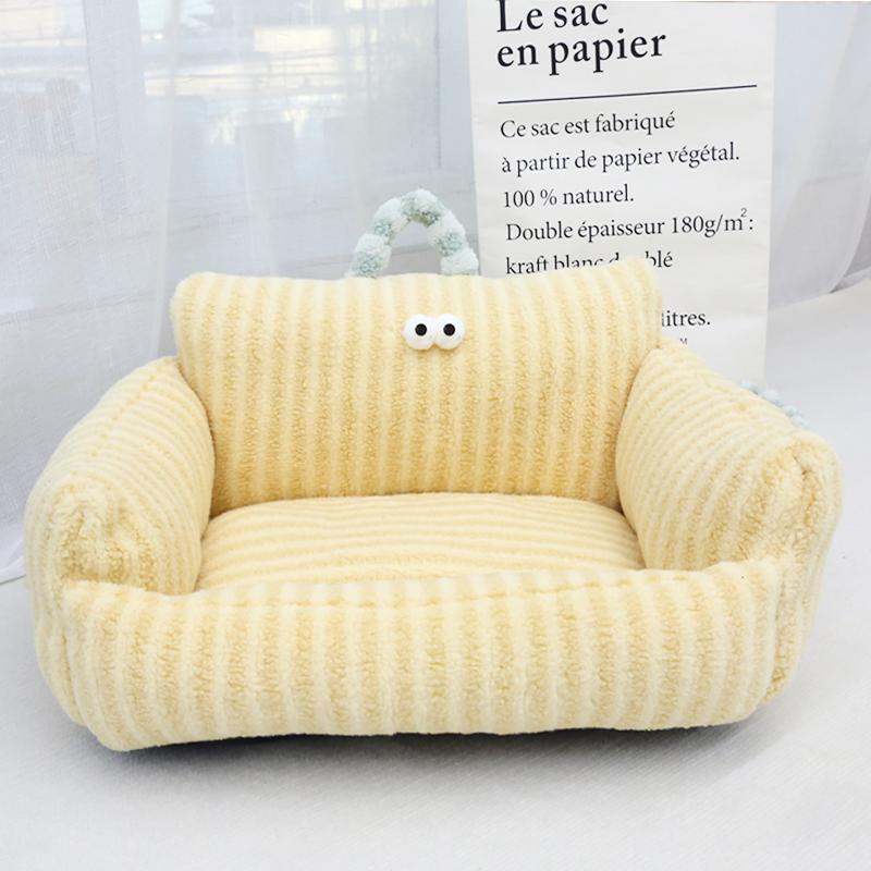 Cartoon Style Pet Bed Couch for Dogs And Cats Autumn Winter New Model Big Eyes Series Daily Use Pillow Artificial Short Fur