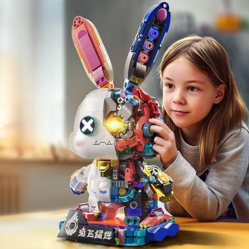 1377 Teile Heißer Chinesischer Baustein Hase Bricht Mechanischer Hase Kreatives Zusammengebautes Puzzle Spielzeug Kindergeschenke