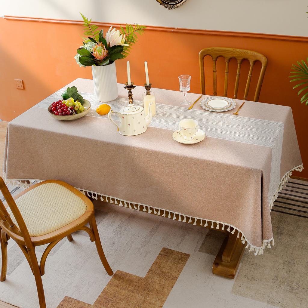 Thickened High-End Light Luxury Dining Table Cloth Decorative Cotton And Linen Simple Solid Color Cover Cloth