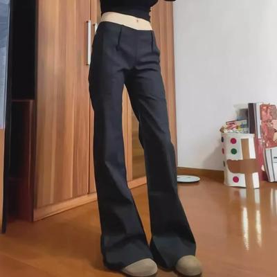 2024 Women's High-Waist Wide-Leg Flared Suit Pants for Spring & Autumn