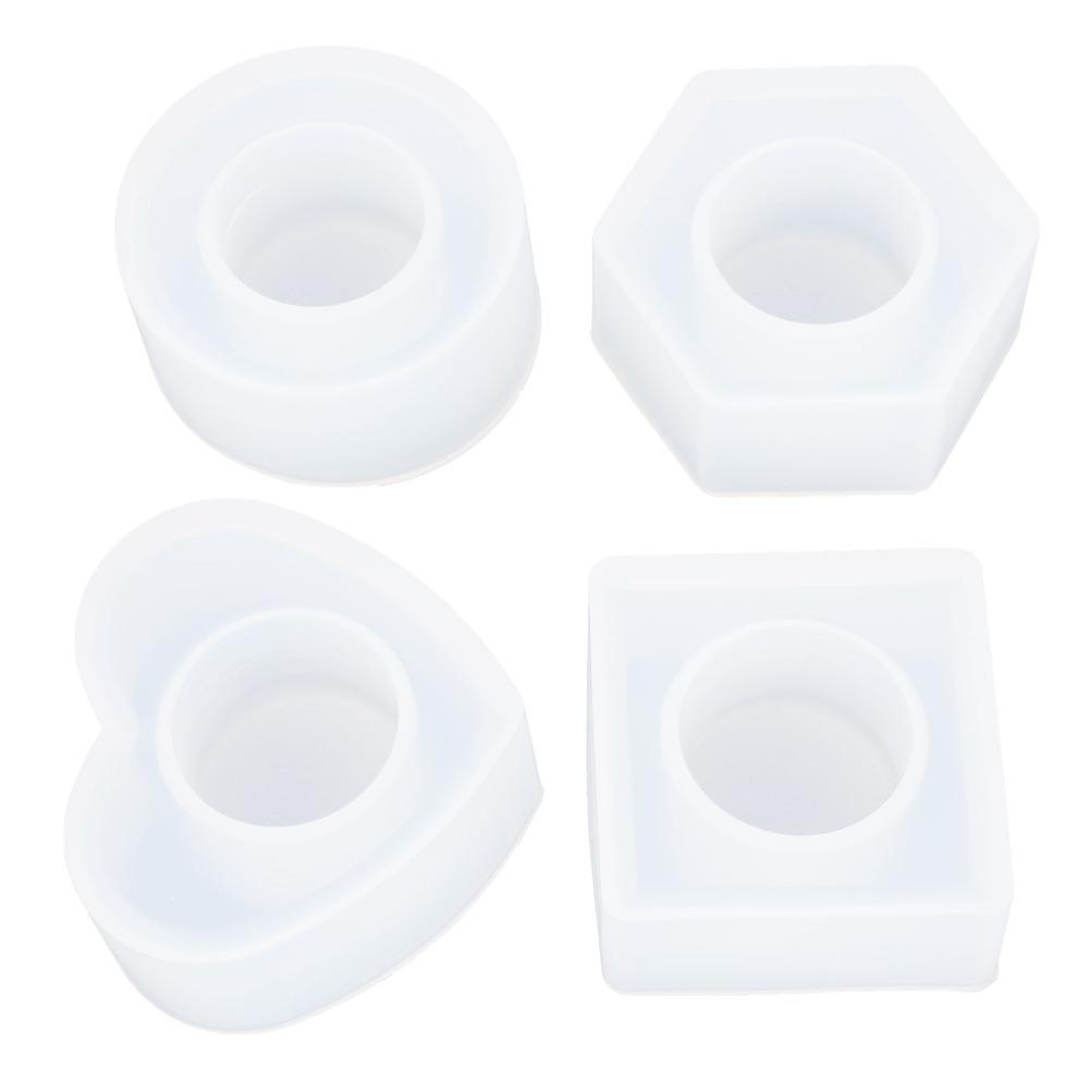4pcs Jewelry Tools Hexagon Resin Mold Square Heart Silicone Mold White Round DIY Silicone Mold DIY Crafts