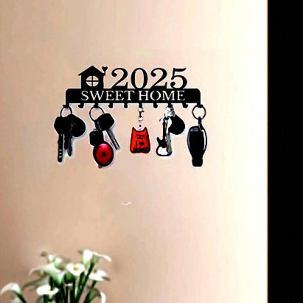 

Modern Key Holder Wall Mounted 5 Hooks Black Metal Storage Rack 26x9 чорний