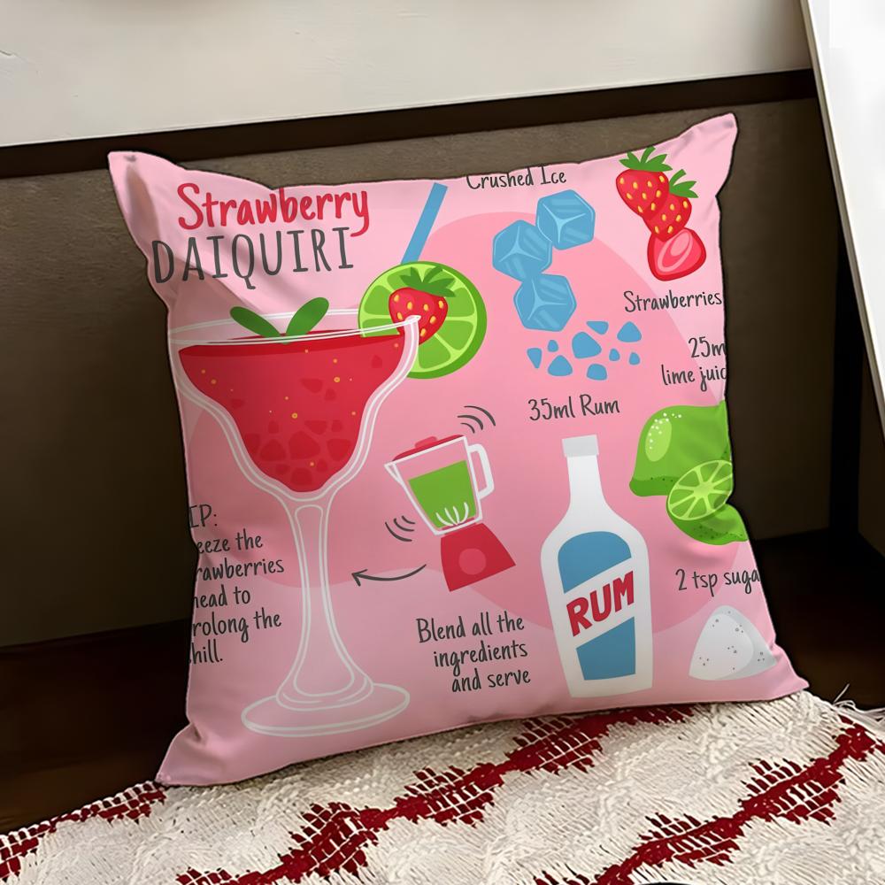 DDaiquiri Cocktail Cushion Cover Reversible Soft Durable Pillow Cover Home Car MultiScene Use for Daily Comfort