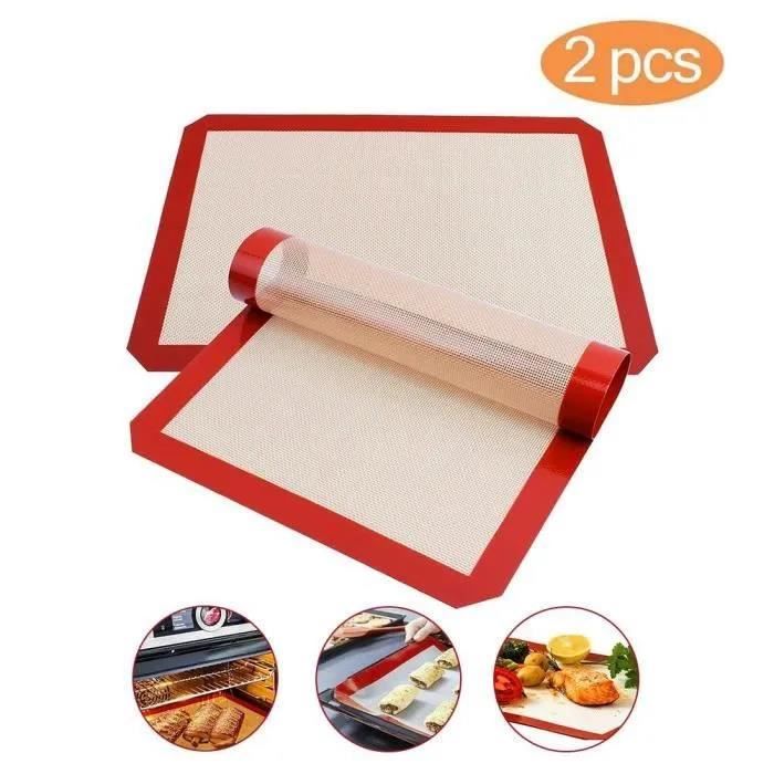 2Pcs Tapis de Cuisson en Silicone 40x30cm, Toile de Cuisson Silicone Saine pour Four en Silicone Anti-Adhérent et Réutilisable, sans