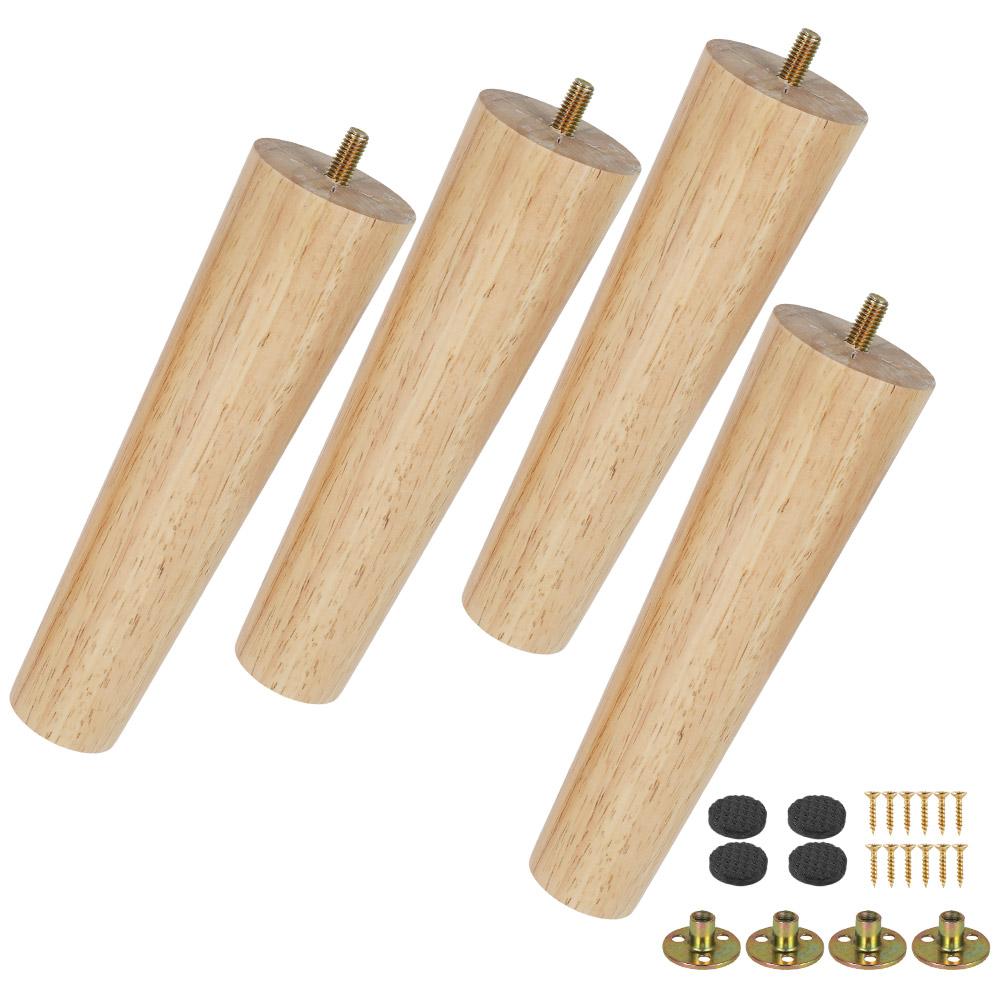 4Pcs Solid Wood Furniture Leg Kit 8/15/20cm Height Furniture Feet Oblique/Straight Table Feet Non-slip Furniture Floor Protector