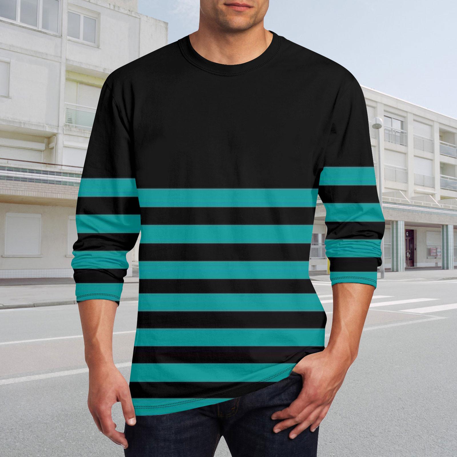 

Муж. Футболка Круглый вырез Одежда Одежда На открытом воздухе Длинный рукав С принтом Модельер Винтаж L бирюзовый