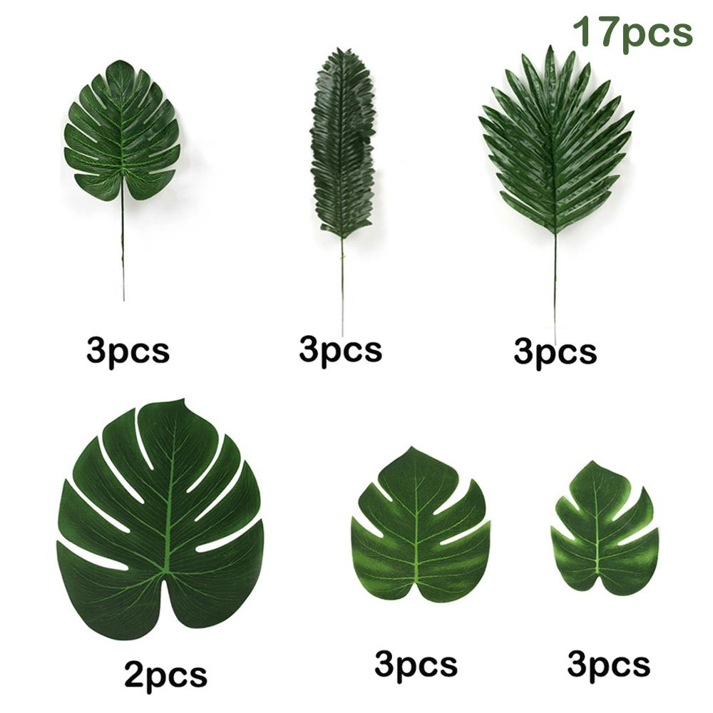 Artificial Tropical Palm Leaves Safari Jungle Decorations Hawaiian Luau Party Leaf Home Table Decor Wedding Birthday Fake Plants