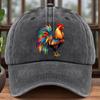 Adjustable Size Vibrant Rooster Print Baseball Cap Lightweight Cotton Machine Washable Ideal for Casual Attire