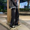 Men Denim Pants Five-pointed Star Pattern Embroidery Loose Wide Leg Streetwear Solid