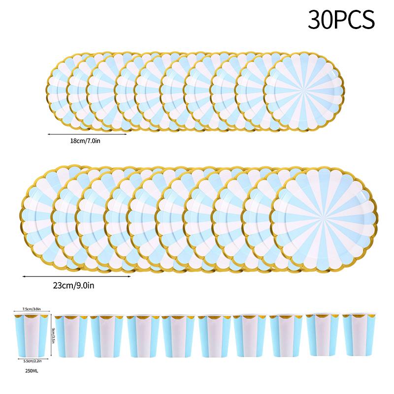 30pcs Disposable Plates Cups Birthday Decoration Disposable Tableware Disposable Party Dish Baby Shower Camping Disposable Cups