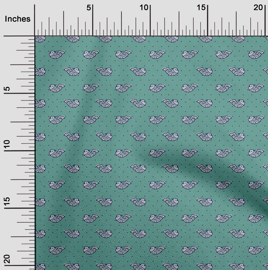 oneOone Cotton Flex Fabric Fish Block Printed Craft Fabric BTY 40 Inch Wide