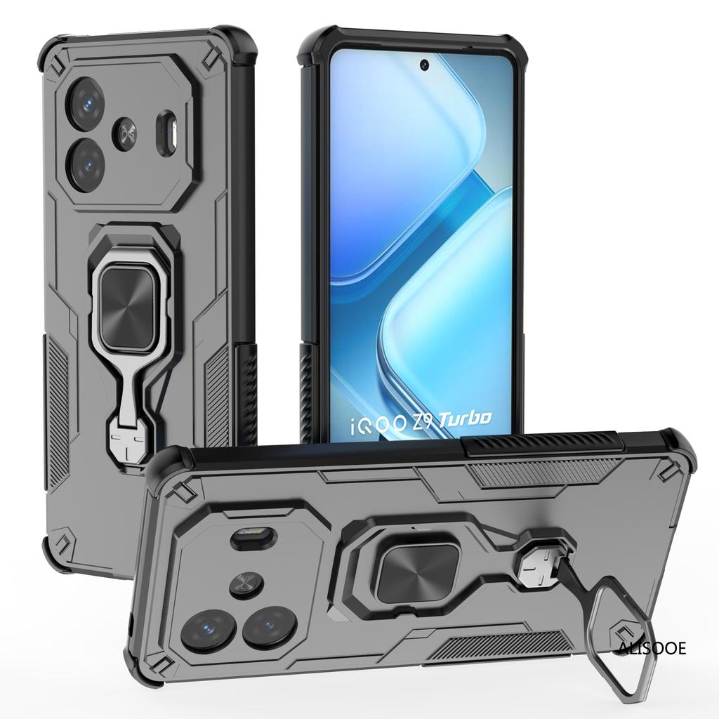Rotatable Kickstand Capa for Vivo IQOO Z9 Turbo 5G Case Magnetic Ring Holder Protection Phone Cover Fundas