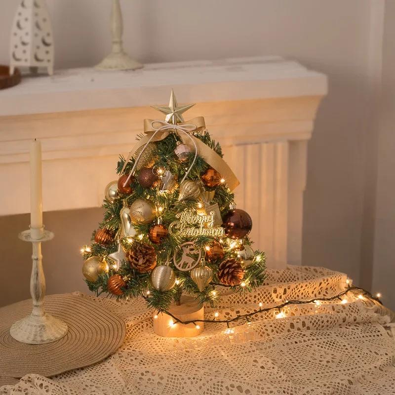 Christmas Tree Small Tree Christmas Decoration Supplies Mini Set Tree with Light Christmas Tree Ornaments