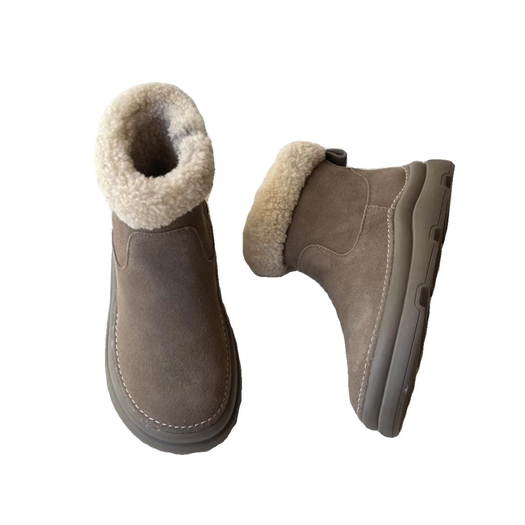 Gu Yunshu Snow Boots Thick-soled Winter 2024 New Lamb Wool Warm Northeast Large Cotton Shoes Casual Short Boots Women