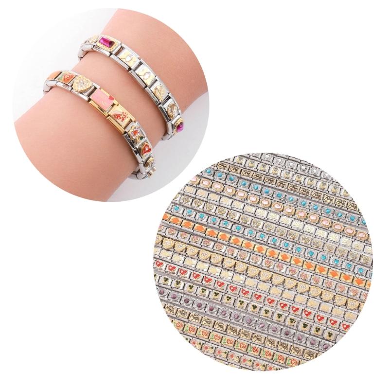 10 Stück Modulare Schmuckteile Quadratische Perlen Armband Schmuck DIY Herstellungsteile Vintage Charms Verbindungsstücke Einzigartige Accessoires