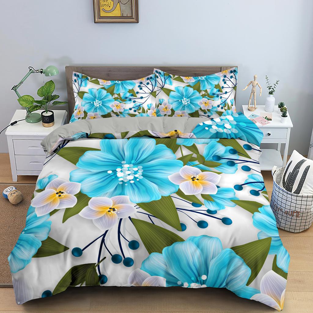 Comforter Beautiful Flowers Pattern Bedding Set Polyester Luxury Floral Single Twin King Queen Size Home Decor