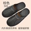 Men's Luxury Cow Split Leather Handmade Men Home Slippers Spring Slip On Soft Comfortable Black Brown Bedroom Indoor Flat Shoes