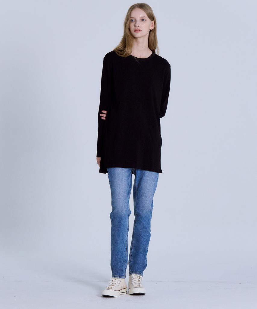 BASIC HOUSE Women'S Cotton Single Layered Long Sleeve T-Shirt Black Lats0217