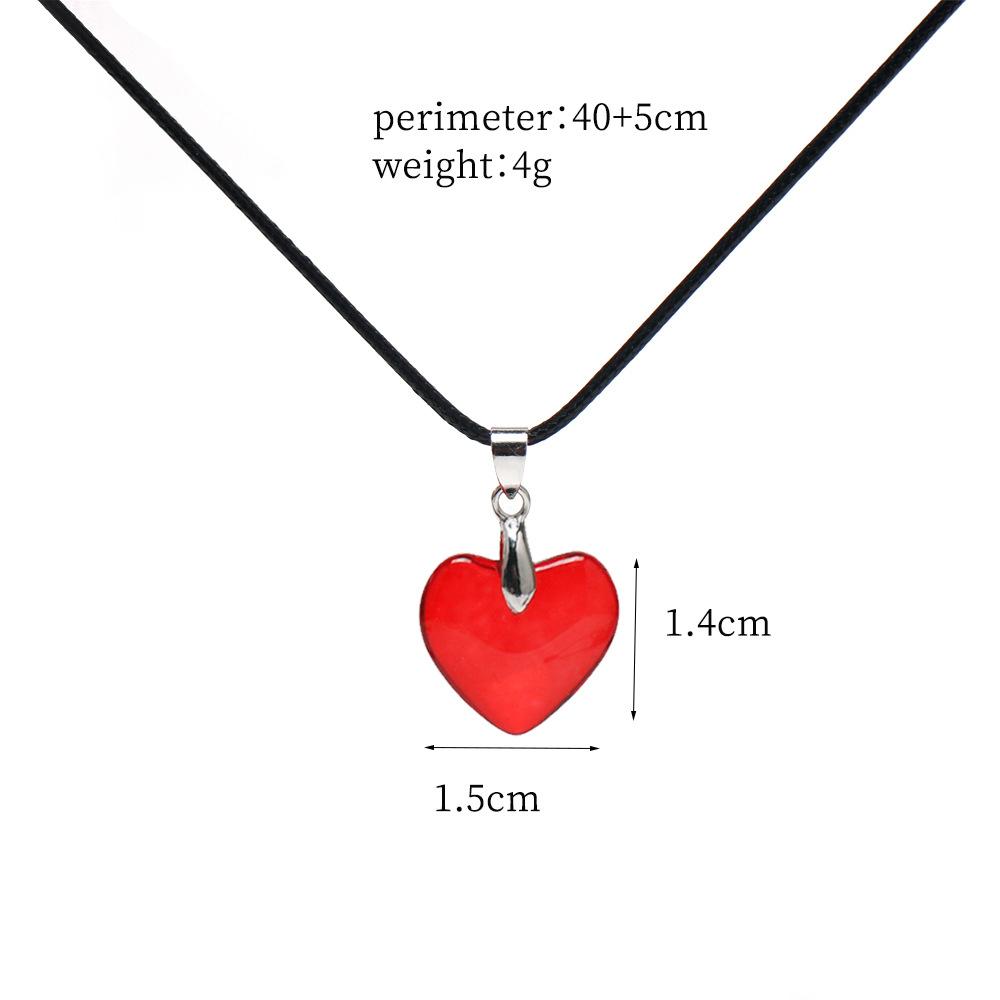 6 Colors Hip Hop Colorful Love Heart Pendant Necklace Women Punk Silver Color Beads Chain Grunge Jewelry Accessories Steampunk