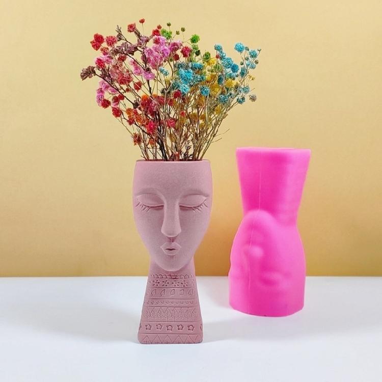Artistic Figure Flowerpot Molds Cements Mould Silicone Texture for Flower Vase