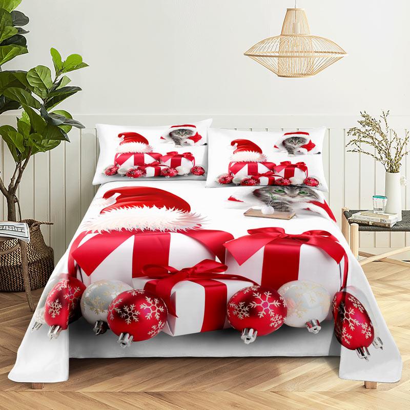 Comforter Merry Christmas Bed With 3D Print Santa Claus Home Decor New Year King Queen Full Size Red Bed
