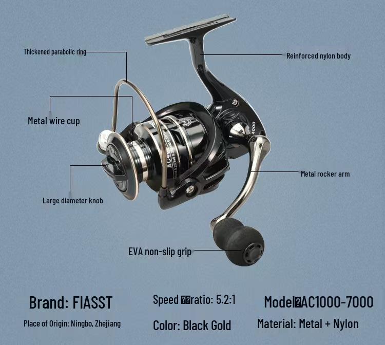 

AC Спиннинговая катушка: Цельнометаллическая катушка для дальнего заброса для ловли на приманку 2000