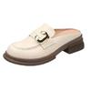 Spring and Autumn New Soft-soled British Small Leather Shoes Women's Versatile Casual Fashion One Pedal and Half Slippers
