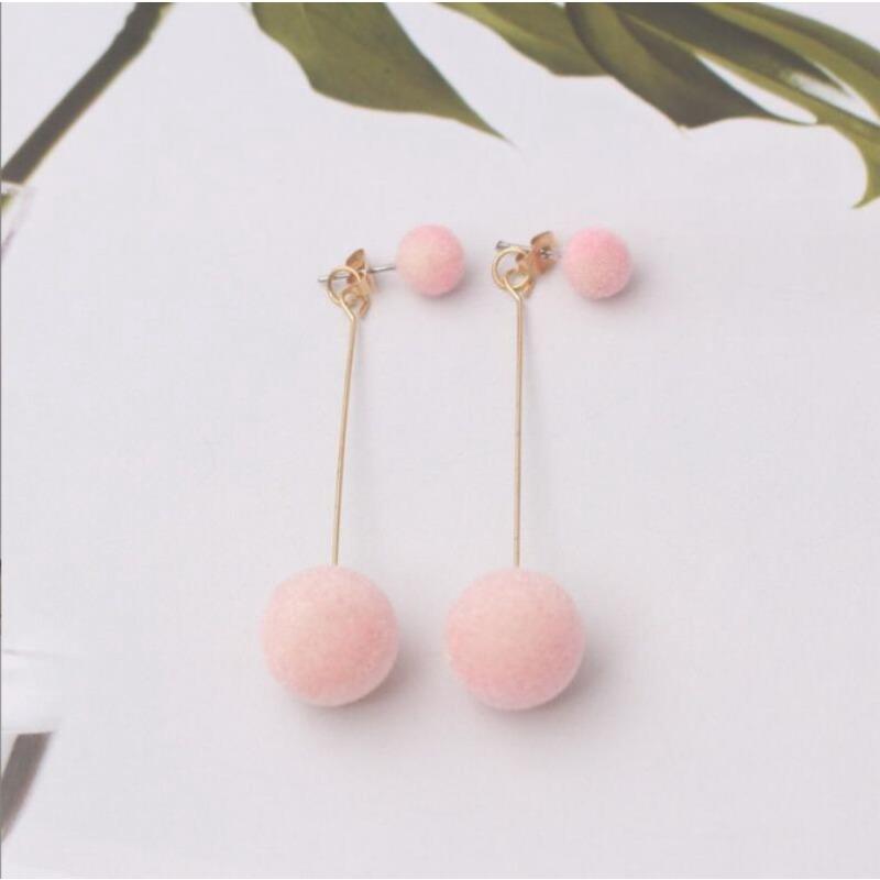 Earrings, 1 Pair, Women's, Temperamental, with Balls, Double-sided Long Drop Earrings
