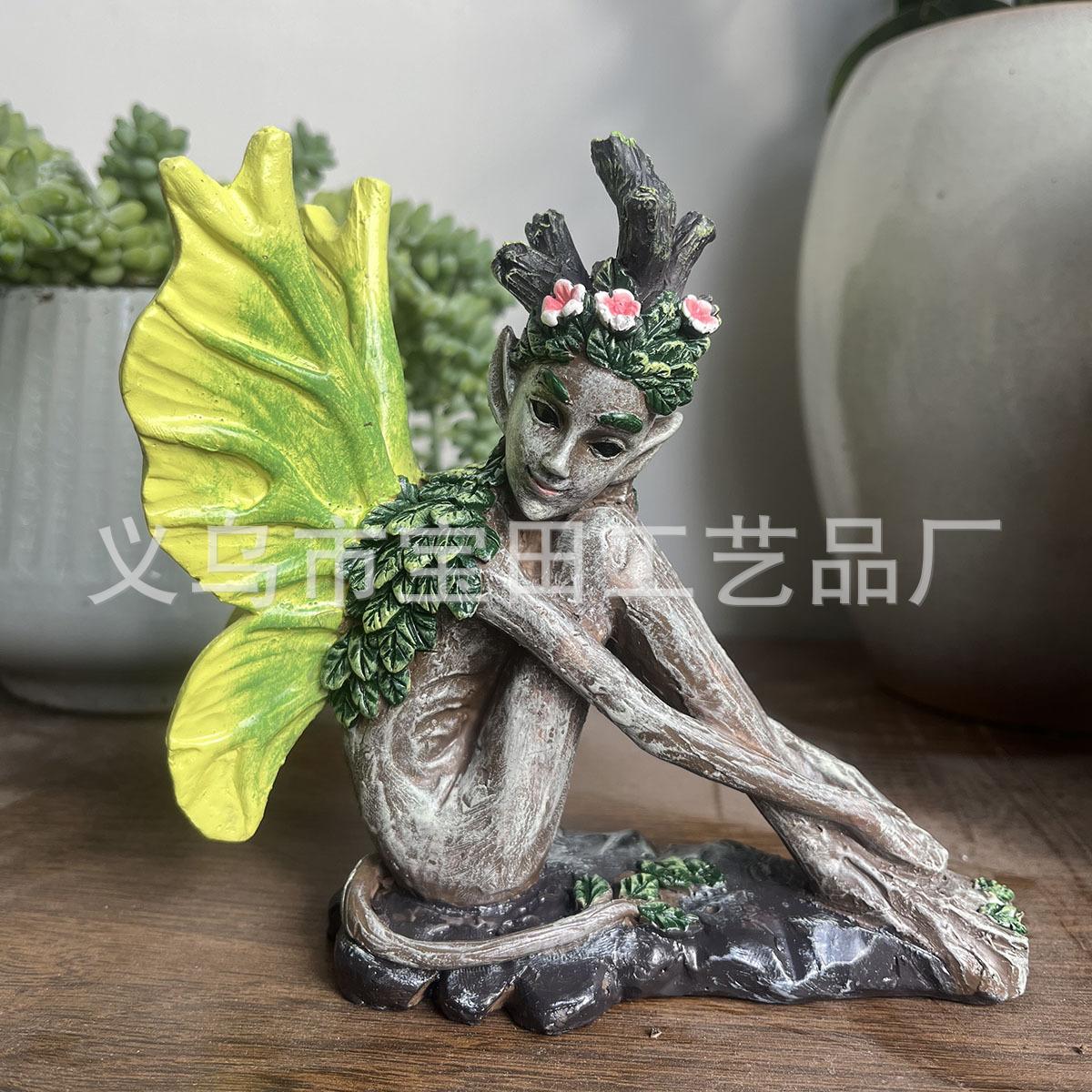 

Home Garden Angel Ornament Elf Wings Fairy Forest Muse Windowsill Balcony Decoration Statue Ornament