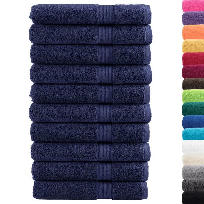 VidaXL Serviettes de Qualité Supérieure 10 pcs, Serviettes de Douche, Draps de Bain, Serviettes d'Invité de Toilette, Bleu 137271