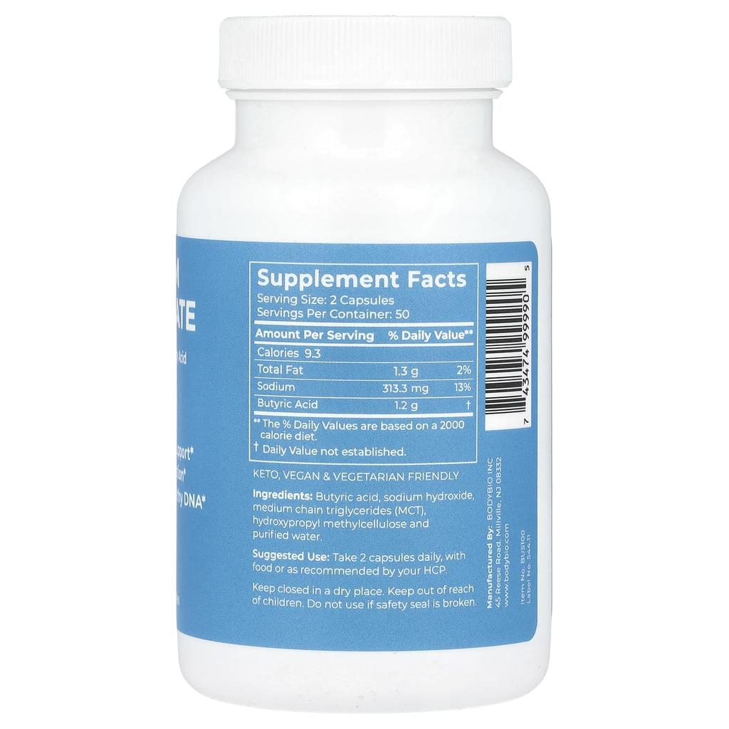 Sodium Butyrate, Non-GMO Capsules 100