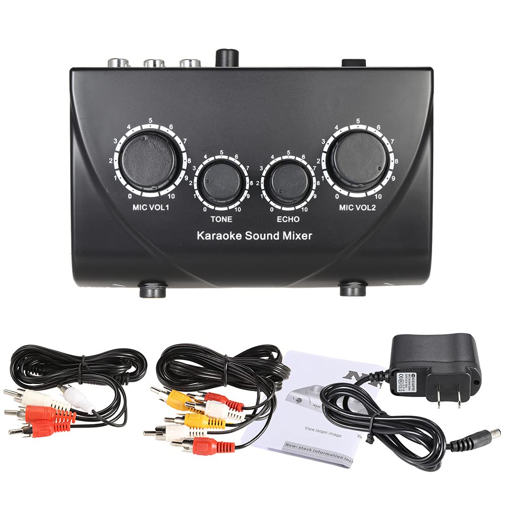 Btuty Karaoke Sound Mixer N-1 Dual Microphone Input with Cable Black