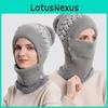 Knit Hat And Scarf Set For Women With Flannel Lining For Winter Cold Weather Comfort