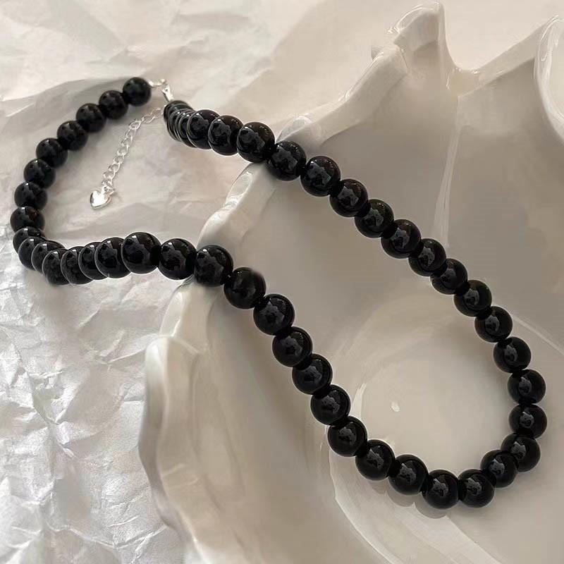 Vintage Strands Choker Necklace Black Pearls Necklace Simulated Pearl Choker Necklace Jewelry Gift Women Unique Clavicle Chain