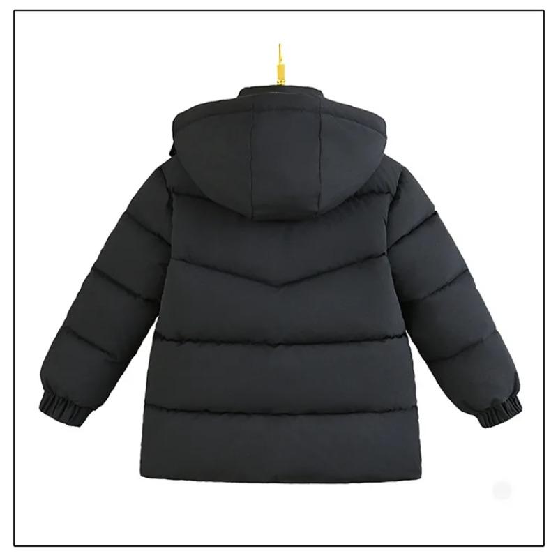 Winter Boys Jacket Long Solid Color Berber Fleece Lining Thick Warm Hooded Parka Teen Boy Snowsuit