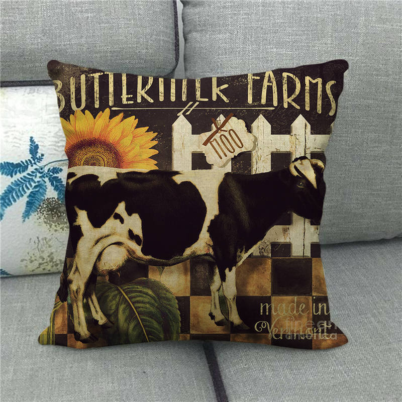 Sheep Cows Pigs And Chickens On The Farm Digital Printing Short Plush Pillow Covers For Car Sofa Office Cushion Cover Home Goods