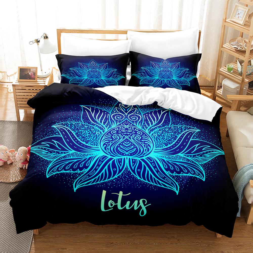 3D Buddha Bedding Set Microfiber Luxury Printed Down Duvet Cover Pillowcase 2/3 Birthday Gift AU210 * 240 Full Size Quick Drying Soft Home Textile