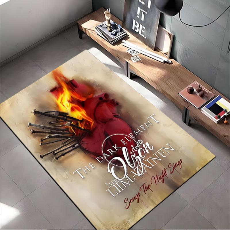 Burning Heart with Nails Design suitable as a non-slip mat for the living room or bedroom sofa