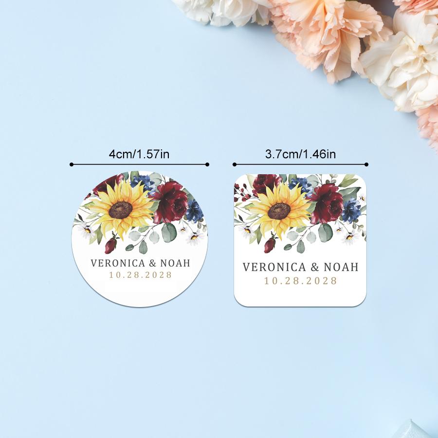 Personalized Floral Stickers Labels For Gift Wrapping - Custom Wedding Party Decorations Diy Craft Suppliesevent Sealing Decor