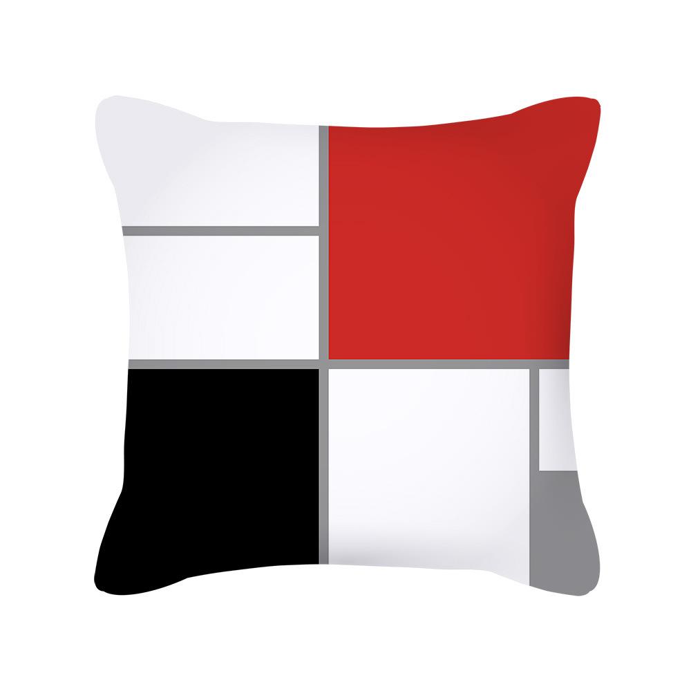 Ins Nordic Pillow Geometric Black Sofa Cushion Simple Office Peach Skin Pillow Cover